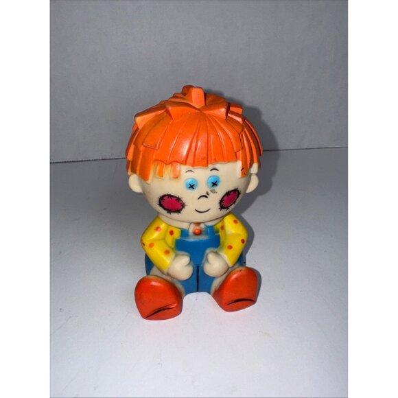 Vintage Raggedy Andy Style Squeak Toy Japan Rubber Boy Doll Red Hair 5.5" - Picture 2 of 8